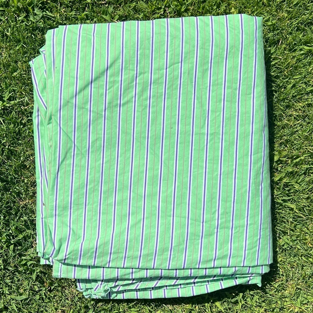 VTG Ralph Lauren Hampton Beach Club Stripe Fabric Green Purple Cotton 5+ Yd READ
